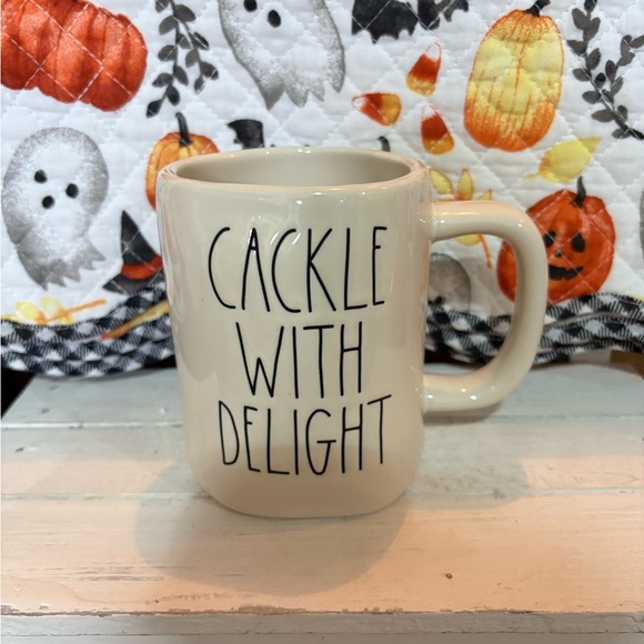 Rae Dunn White Mug - Cackle With Delight - Picture 1 of 4